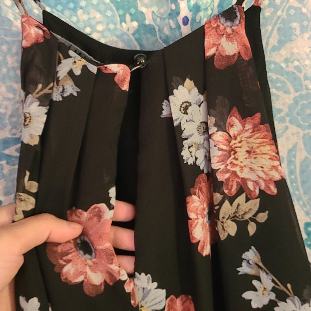 Navy blue floral summer spring dress - Picture 3 of 5